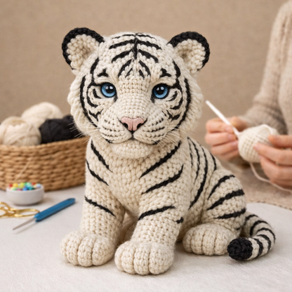 Crochet White Tiger Cub - DIY Kit